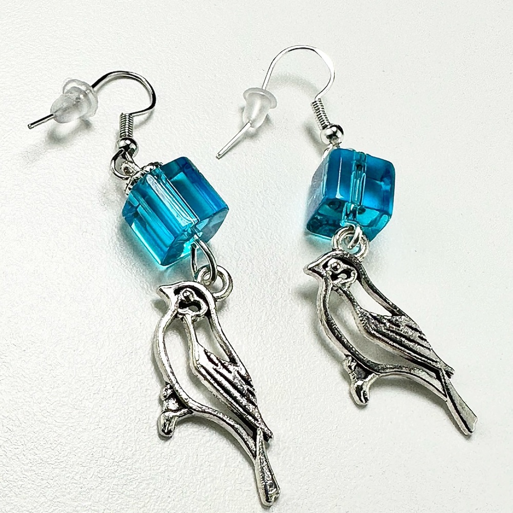 Blue sparrow earrings